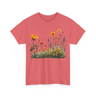 Wildflowers and Yellow Roses, Graphic T-Shirts for Women, Floral Shirt, Womens Short Sleeve, Ladies Graphic Tees #5028TTS