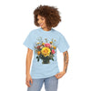 Wildflowers and Pink & Yellow Roses, Graphic T-Shirts for Women, Floral Shirt, Womens Short Sleeve, Ladies Graphic Tees #5143TTS