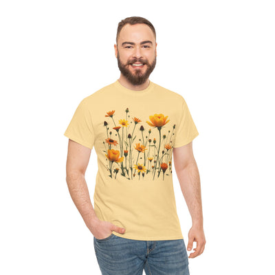 Wildflowers and Yellow Roses, Graphic T-Shirts for Women, Floral Shirt, Womens Short Sleeve, Ladies Graphic Tees #5011TTS