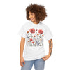 Wildflowers and Pink Roses, Graphic T-Shirts for Women, Floral Shirt, Womens Short Sleeve, Ladies Graphic Tees #5015TTS