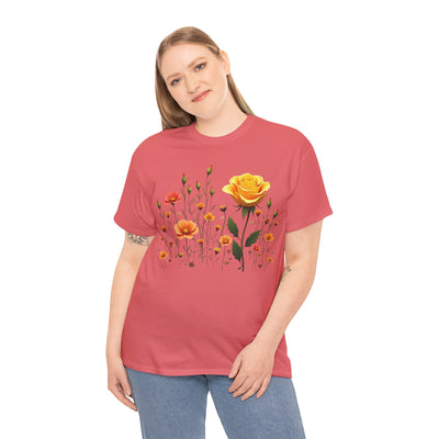 Wildflowers and a Yellow Rose, Graphic T-Shirts for Women, Floral Shirt, Womens Short Sleeve, Ladies Graphic Tees #5010TTS