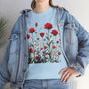 Wildflowers and Red Roses, Graphic T-Shirts for Women, Floral Shirt, Womens Short Sleeve, Ladies Graphic Tees #5035TTS