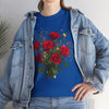Wildflowers and Red Roses, Graphic T-Shirts for Women, Floral Shirt, Womens Short Sleeve, Ladies Graphic Tees #5131TTS