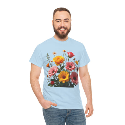 Wildflowers and Pink & Yellow Roses, Graphic T-Shirts for Women, Floral Shirt, Womens Short Sleeve, Ladies Graphic Tees #5147TTS