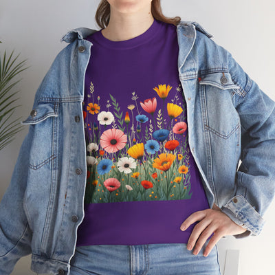 Wildflowers, Graphic T-Shirts for Women, Floral Shirt, Womens Short Sleeve, Ladies Graphic Tees #5108TTS