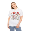 Wildflowers and Pink Roses, Graphic T-Shirts for Women, Floral Shirt, Womens Short Sleeve, Ladies Graphic Tees #5015TTS