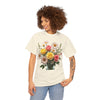 Wildflowers and Pink & Yellow Roses, Graphic T-Shirts for Women, Floral Shirt, Womens Short Sleeve, Ladies Graphic Tees #5136TTS