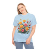 Wildflowers and Pink & Yellow Roses, Graphic T-Shirts for Women, Floral Shirt, Womens Short Sleeve, Ladies Graphic Tees #5142TTS