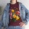 Wildflowers and Pink & Yellow Roses, Graphic T-Shirts for Women, Floral Shirt, Womens Short Sleeve, Ladies Graphic Tees #5138TTS
