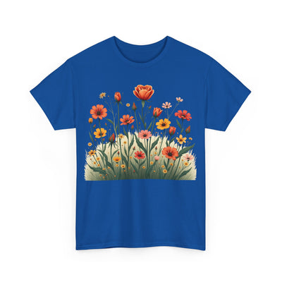 Wildflowers and Orange Roses, Graphic T-Shirts for Women, Floral Shirt, Womens Short Sleeve, Ladies Graphic Tees #5047TTS