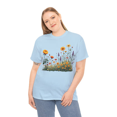 Wildflowers and Yellow Roses, Graphic T-Shirts for Women, Floral Shirt, Womens Short Sleeve, Ladies Graphic Tees #5028TTS