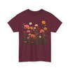 Wildflowers and Pink Roses, Graphic T-Shirts for Women, Floral Shirt, Womens Short Sleeve, Ladies Graphic Tees #5023TTS