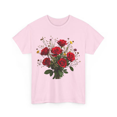 Wildflowers and Red Roses, Graphic T-Shirts for Women, Floral Shirt, Womens Short Sleeve, Ladies Graphic Tees #5131TTS