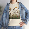 Wildflowers and White Roses, Graphic T-Shirts for Women, Floral Shirt, Womens Short Sleeve, Ladies Graphic Tees #5041TTS