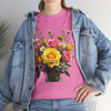 Wildflowers and Pink & Yellow Roses, Graphic T-Shirts for Women, Floral Shirt, Womens Short Sleeve, Ladies Graphic Tees #5143TTS