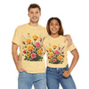 Wildflowers and Pink & Yellow Roses, Graphic T-Shirts for Women, Floral Shirt, Womens Short Sleeve, Ladies Graphic Tees #5142TTS