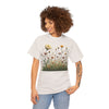 Wildflowers and White Roses, Graphic T-Shirts for Women, Floral Shirt, Womens Short Sleeve, Ladies Graphic Tees #5041TTS