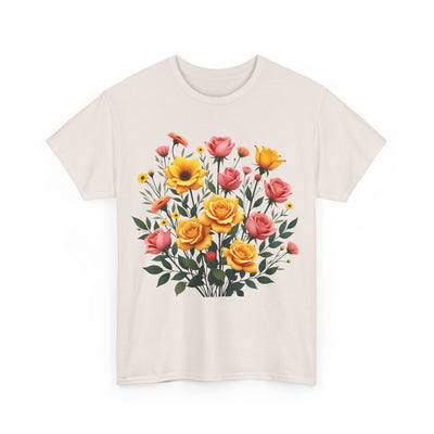 Wildflowers and Pink & Yellow Roses, Graphic T-Shirts for Women, Floral Shirt, Womens Short Sleeve, Ladies Graphic Tees #5139TTS