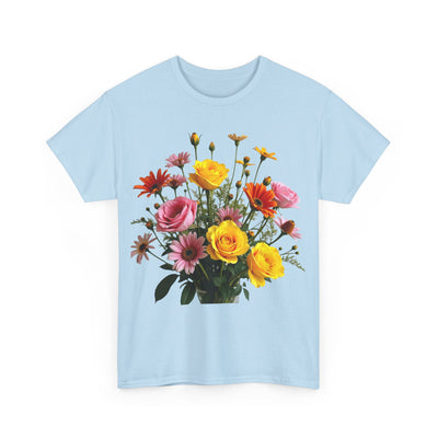 Wildflowers and Pink & Yellow Roses, Graphic T-Shirts for Women, Floral Shirt, Womens Short Sleeve, Ladies Graphic Tees #5138TTS