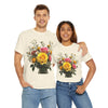 Wildflowers and Pink & Yellow Roses, Graphic T-Shirts for Women, Floral Shirt, Womens Short Sleeve, Ladies Graphic Tees #5143TTS