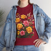 Wildflowers and Pink & Yellow Roses, Graphic T-Shirts for Women, Floral Shirt, Womens Short Sleeve, Ladies Graphic Tees #5142TTS