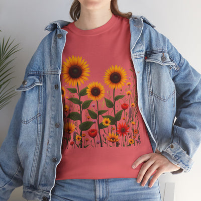 Sunflowers & Wildflowers, Graphic T-Shirts for Women, Floral Shirt, Womens Short Sleeve, Ladies Graphic Tees #5154TTS