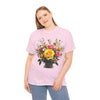 Wildflowers and Pink & Yellow Roses, Graphic T-Shirts for Women, Floral Shirt, Womens Short Sleeve, Ladies Graphic Tees #5143TTS