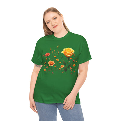 Wildflowers and a Yellow Rose, Graphic T-Shirts for Women, Floral Shirt, Womens Short Sleeve, Ladies Graphic Tees #5010TTS