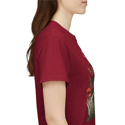 Wildflowers and Pink Roses, Graphic T-Shirts for Women, Floral Shirt, Womens Short Sleeve, Ladies Graphic Tees #5020TTS