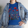 Wildflowers and Red Roses, Graphic T-Shirts for Women, Floral Shirt, Womens Short Sleeve, Ladies Graphic Tees #5035TTS