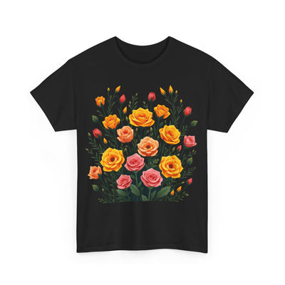 Wildflowers and Pink & Yellow Roses, Graphic T-Shirts for Women, Floral Shirt, Womens Short Sleeve, Ladies Graphic Tees #5140TTS