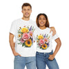 Wildflowers and Pink & Yellow Roses, Graphic T-Shirts for Women, Floral Shirt, Womens Short Sleeve, Ladies Graphic Tees #5145TTS