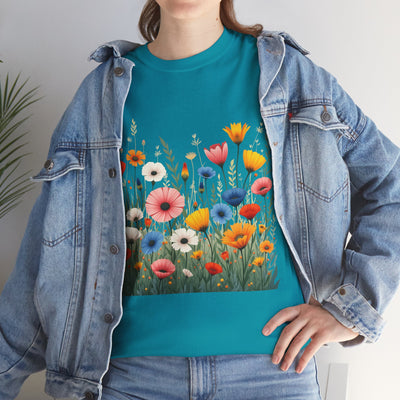 Wildflowers, Graphic T-Shirts for Women, Floral Shirt, Womens Short Sleeve, Ladies Graphic Tees #5108TTS