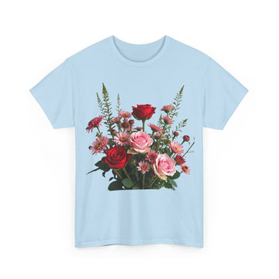 Wildflowers and Red & Pink Roses, Graphic T-Shirts for Women, Floral Shirt, Womens Short Sleeve, Ladies Graphic Tees #5132TTS