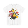 Wildflowers and Pink & Yellow Roses, Graphic T-Shirts for Women, Floral Shirt, Womens Short Sleeve, Ladies Graphic Tees #5138TTS
