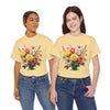 Wildflowers and Pink & Yellow Roses, Graphic T-Shirts for Women, Floral Shirt, Womens Short Sleeve, Ladies Graphic Tees #5136TTS