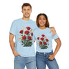 Wildflowers and Red Roses, Graphic T-Shirts for Women, Floral Shirt, Womens Short Sleeve, Ladies Graphic Tees #5128TTS