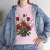 Wildflowers and Red Roses, Graphic T-Shirts for Women, Floral Shirt, Womens Short Sleeve, Ladies Graphic Tees #5130TTS