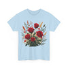 Wildflowers and Red Roses, Graphic T-Shirts for Women, Floral Shirt, Womens Short Sleeve, Ladies Graphic Tees #5129TTS