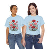 Wildflowers and Pink & Red Roses, Graphic T-Shirts for Women, Floral Shirt, Womens Short Sleeve, Ladies Graphic Tees #5134TTS