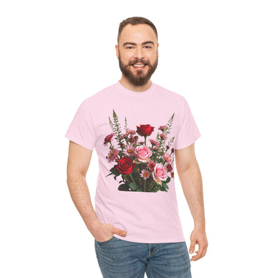 Wildflowers and Red & Pink Roses, Graphic T-Shirts for Women, Floral Shirt, Womens Short Sleeve, Ladies Graphic Tees #5132TTS