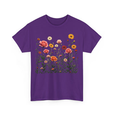 Wildflowers and Pink Roses, Graphic T-Shirts for Women, Floral Shirt, Womens Short Sleeve, Ladies Graphic Tees #5023TTS