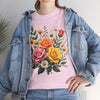 Wildflowers and Pink & Yellow Roses, Graphic T-Shirts for Women, Floral Shirt, Womens Short Sleeve, Ladies Graphic Tees #5144TTS