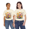 Wildflowers and Pink & Yellow Roses, Graphic T-Shirts for Women, Floral Shirt, Womens Short Sleeve, Ladies Graphic Tees #5142TTS