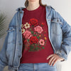 Wildflowers and Pink & Red Roses, Graphic T-Shirts for Women, Floral Shirt, Womens Short Sleeve, Ladies Graphic Tees #5134TTS