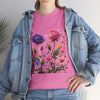 Wildflowers and Pink/Violet Roses, Graphic T-Shirts for Women, Floral Shirt, Womens Short Sleeve, Ladies Graphic Tees #5101TTS