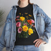 Wildflowers and Pink & Yellow Roses, Graphic T-Shirts for Women, Floral Shirt, Womens Short Sleeve, Ladies Graphic Tees #5138TTS