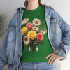 Wildflowers and Pink & Yellow Roses, Graphic T-Shirts for Women, Floral Shirt, Womens Short Sleeve, Ladies Graphic Tees #5136TTS