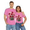 Wildflowers and Red Roses, Graphic T-Shirts for Women, Floral Shirt, Womens Short Sleeve, Ladies Graphic Tees #5128TTS
