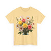 Wildflowers and Pink & Yellow Roses, Graphic T-Shirts for Women, Floral Shirt, Womens Short Sleeve, Ladies Graphic Tees #5136TTS